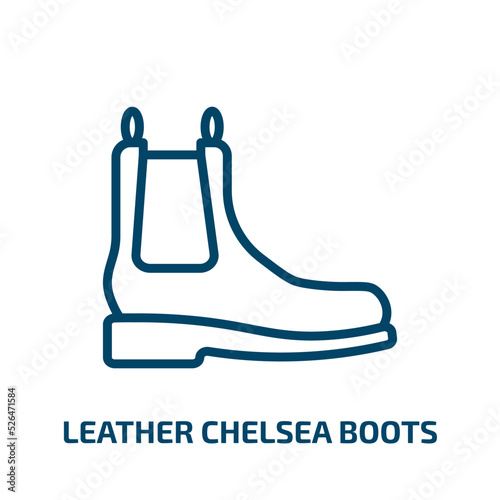 leather chelsea boots icon from clothes collection. Thin linear leather chelsea boots, leather, chelsea outline icon isolated on white background. Line vector leather chelsea boots sign, symbol for