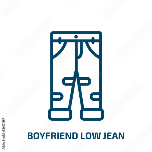 boyfriend low jean icon from clothes collection. Thin linear boyfriend low jean, vector, illustration outline icon isolated on white background. Line vector boyfriend low jean sign, symbol for web and