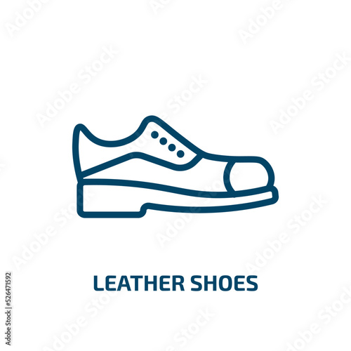 leather shoes icon from clothes collection. Thin linear leather shoes, leather, footwear outline icon isolated on white background. Line vector leather shoes sign, symbol for web and mobile