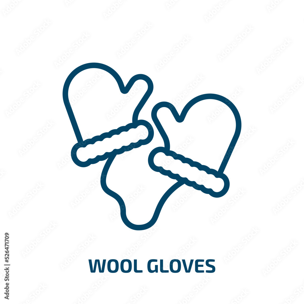 wool gloves icon from clothes collection. Thin linear wool gloves, wool, glove outline icon isolated on white background. Line vector wool gloves sign, symbol for web and mobile