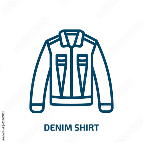 denim shirt icon from clothes collection. Thin linear denim shirt  apparel  tee outline icon isolated on white background. Line vector denim shirt sign  symbol for web and mobile