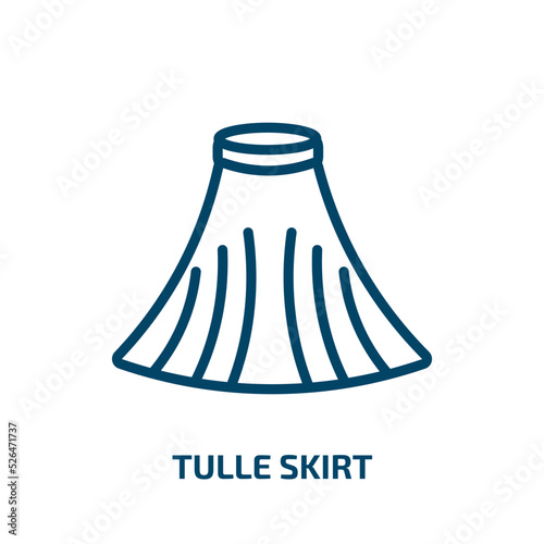 tulle skirt icon from clothes collection. Thin linear tulle skirt, pink, ballerina outline icon isolated on white background. Line vector tulle skirt sign, symbol for web and mobile