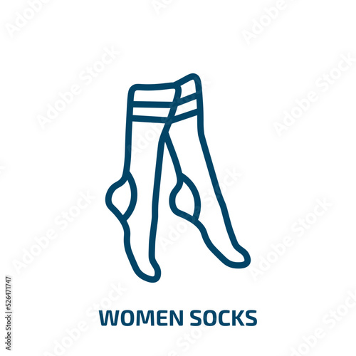 women socks icon from clothes collection. Thin linear women socks, dress, female outline icon isolated on white background. Line vector women socks sign, symbol for web and mobile
