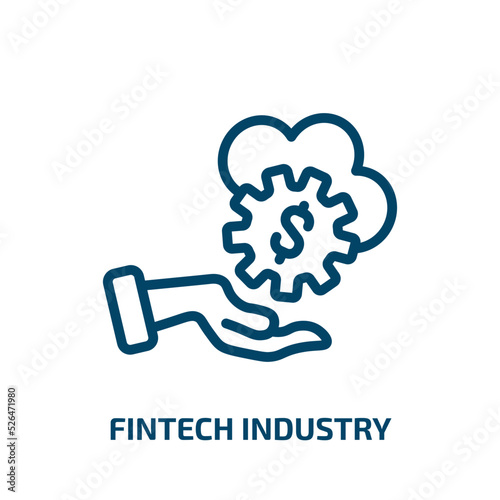 fintech industry icon from cryptocurrency collection. Thin linear fintech industry, fintech, business outline icon isolated on white background. Line vector fintech industry sign, symbol for web and