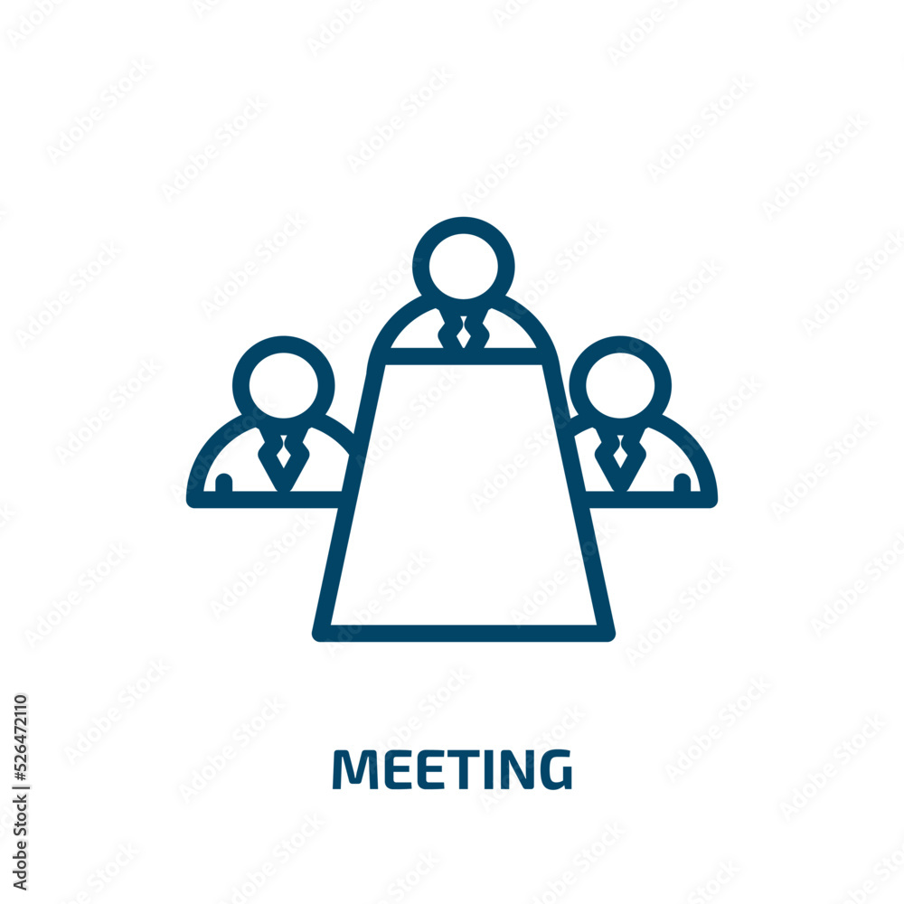 meeting icon from blockchain collection. Thin linear meeting, business, office outline icon isolated on white background. Line vector meeting sign, symbol for web and mobile meeting icon from blockchain collection. Thin linear meeting, business, office outline icon isolated on white background. Line vector meeting sign, symbol for web and mobile