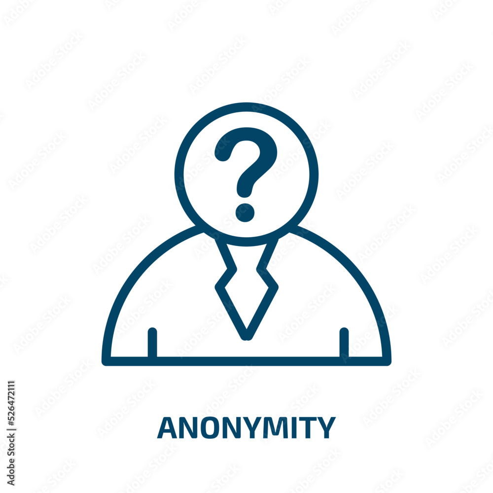anonymity icon from blockchain collection. Thin linear anonymity, anonymous, profile outline icon isolated on white background. Line vector anonymity sign, symbol for web and mobile anonymity icon from blockchain collection. Thin linear anonymity, anonymous, profile outline icon isolated on white background. Line vector anonymity sign, symbol for web and mobile