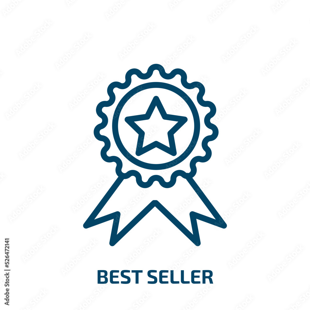 best seller icon from cryptocurrency collection. Thin linear best seller, seller, stamp outline icon isolated on white background. Line vector best seller sign, symbol for web and mobile best seller icon from cryptocurrency collection. Thin linear best seller, seller, stamp outline icon isolated on white background. Line vector best seller sign, symbol for web and mobile