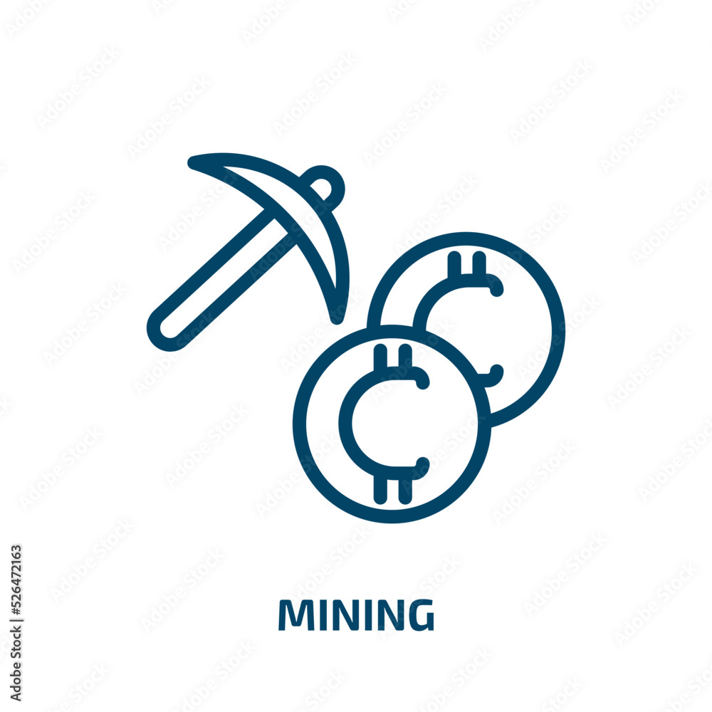 mining icon from cryptocurrency collection. Thin linear mining, business, technology outline icon isolated on white background. Line vector mining sign, symbol for web and mobile mining icon from cryptocurrency collection. Thin linear mining, business, technology outline icon isolated on white background. Line vector mining sign, symbol for web and mobile