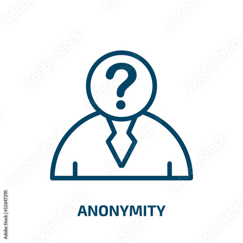 anonymity icon from blockchain collection. Thin linear anonymity, anonymous, profile outline icon isolated on white background. Line vector anonymity sign, symbol for web and mobile