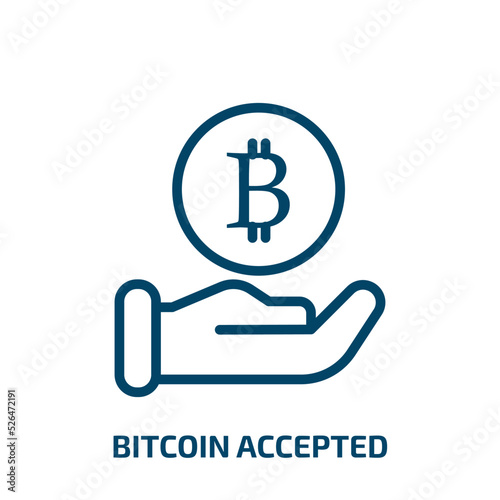 bitcoin accepted icon from cryptocurrency collection. Thin linear bitcoin accepted, bitcoin, crypto outline icon isolated on white background. Line vector bitcoin accepted sign, symbol for web and
