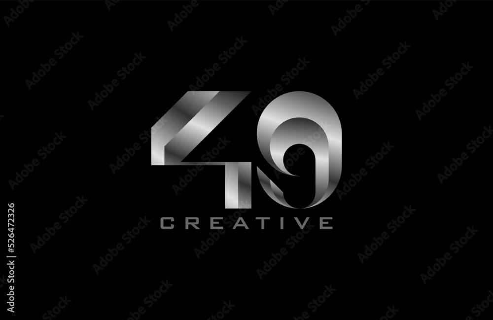 Number 49 Logo. number 49 with silver colour, usable for anniversary and business logos, vector illustration Number 49 Logo. number 49 with silver colour, usable for anniversary and business logos, vector illustration