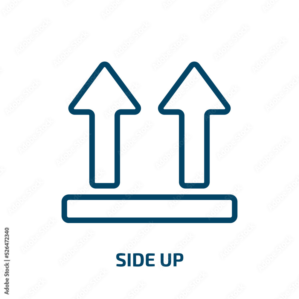 side up icon from delivery and logistic collection. Thin linear side up, side, up outline icon isolated on white background. Line vector side up sign, symbol for web and mobile side up icon from delivery and logistic collection. Thin linear side up, side, up outline icon isolated on white background. Line vector side up sign, symbol for web and mobile