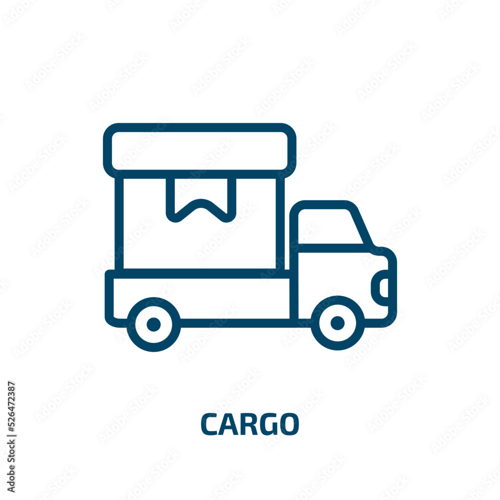 cargo icon from delivery and logistic collection. Thin linear cargo, container, truck outline icon isolated on white background. Line vector cargo sign, symbol for web and mobile