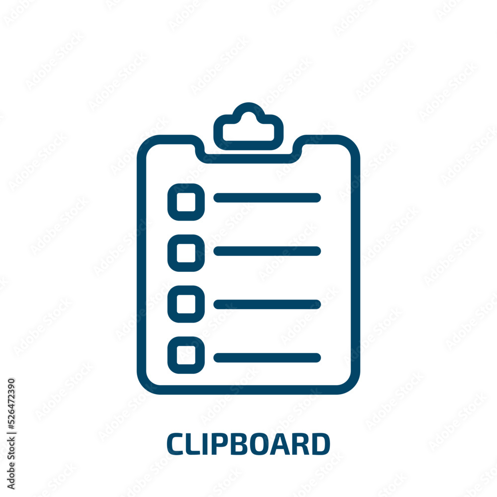 clipboard icon from delivery and logistic collection. Thin linear clipboard, business, document outline icon isolated on white background. Line vector clipboard sign, symbol for web and mobile clipboard icon from delivery and logistic collection. Thin linear clipboard, business, document outline icon isolated on white background. Line vector clipboard sign, symbol for web and mobile