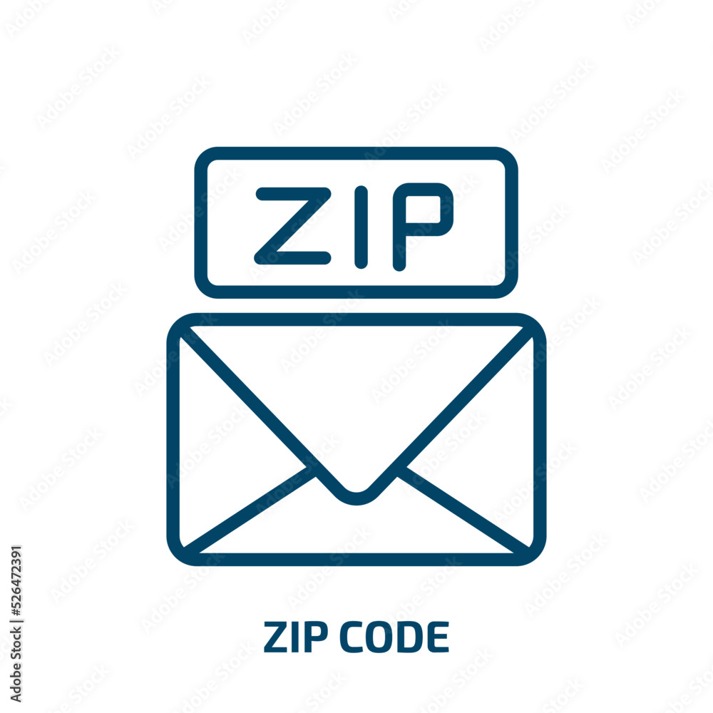 zip code icon from delivery and logistic collection. Thin linear zip code, code, document outline icon isolated on white background. Line vector zip code sign, symbol for web and mobile zip code icon from delivery and logistic collection. Thin linear zip code, code, document outline icon isolated on white background. Line vector zip code sign, symbol for web and mobile