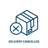 delivery cancelled icon from delivery and logistic collection. Thin linear delivery cancelled, delivery, business outline icon isolated on white background. Line vector delivery cancelled sign, symbol
