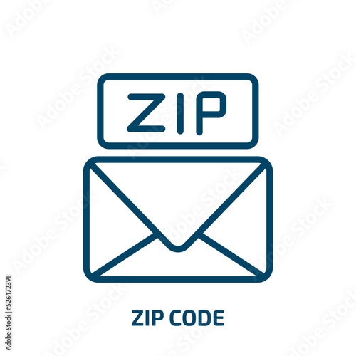 zip code icon from delivery and logistic collection. Thin linear zip code, code, document outline icon isolated on white background. Line vector zip code sign, symbol for web and mobile