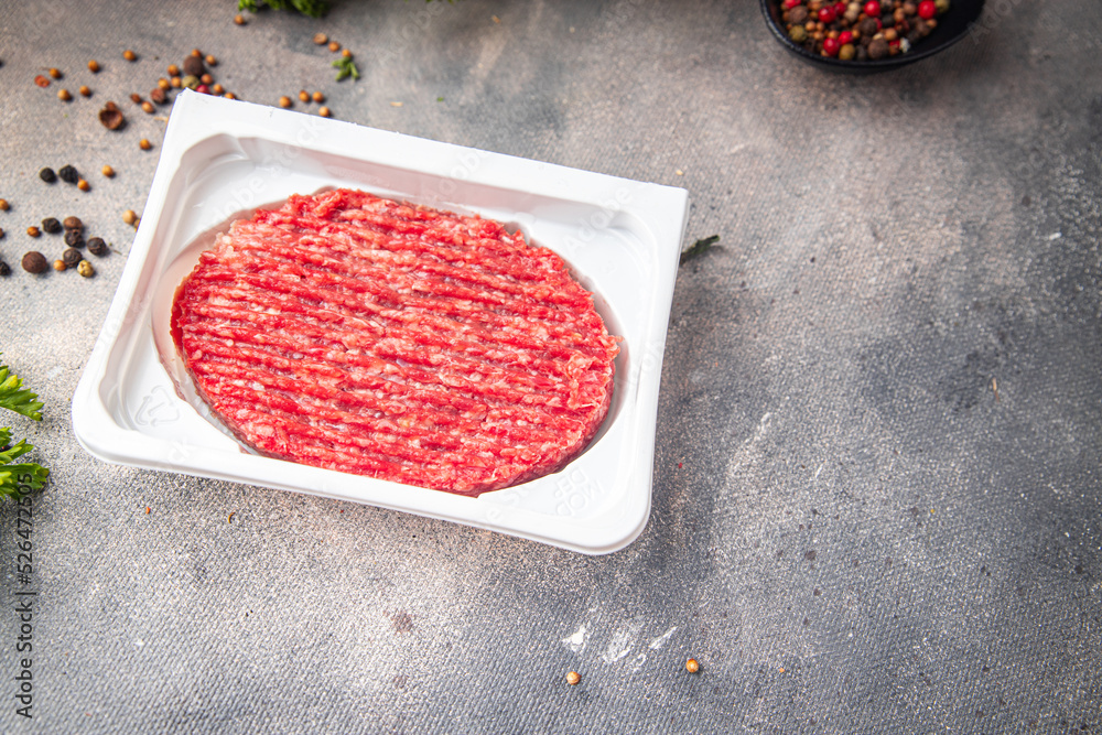 raw ground meat cutlet pork beef burger fresh dish meal food snack on the table copy space food background raw ground meat cutlet pork beef burger fresh dish meal food snack on the table copy space food background