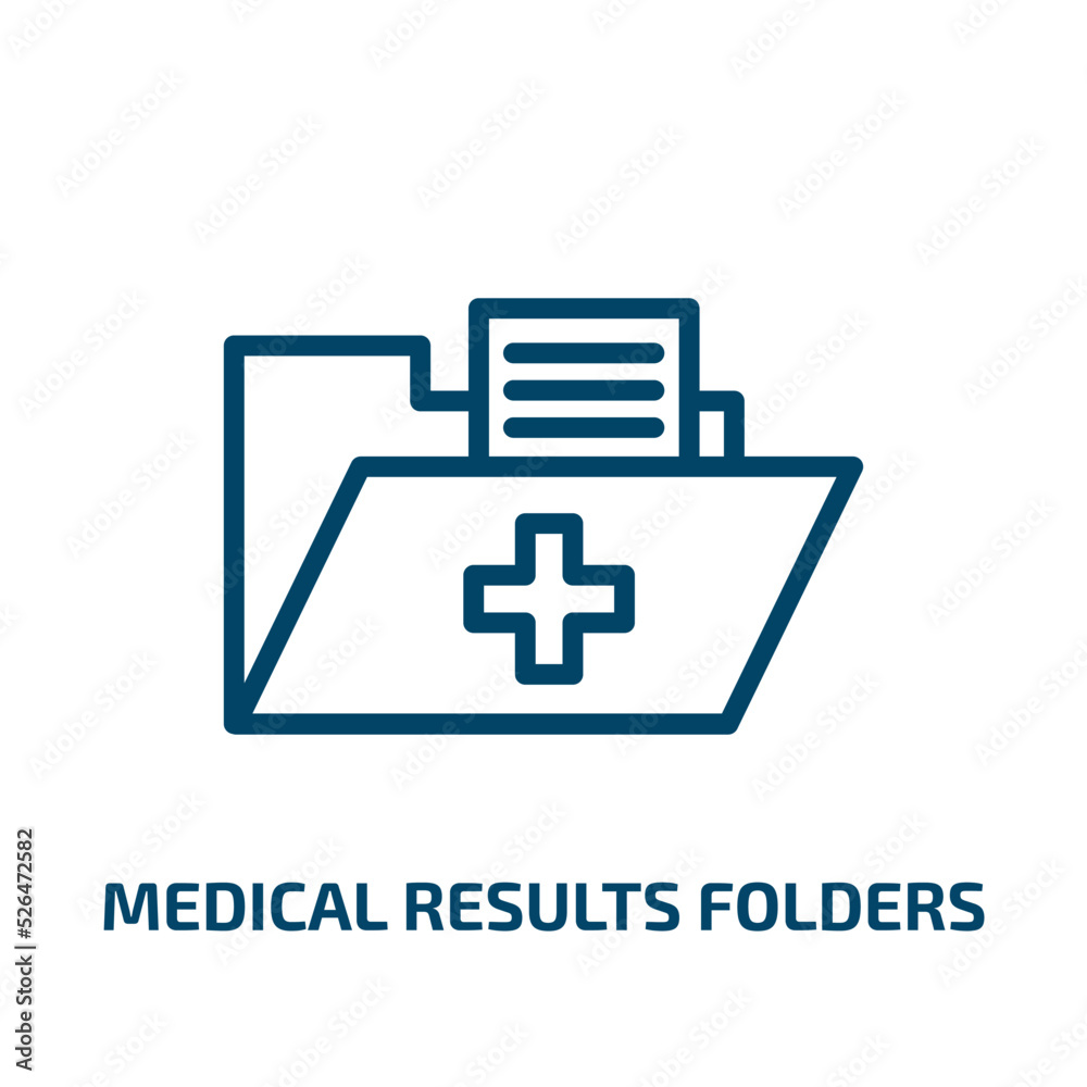 Fototapeta premium medical results folders icon from medical collection. Thin linear medical results folders, medical, diagnostic outline icon isolated on white background. Line vector medical results folders sign,