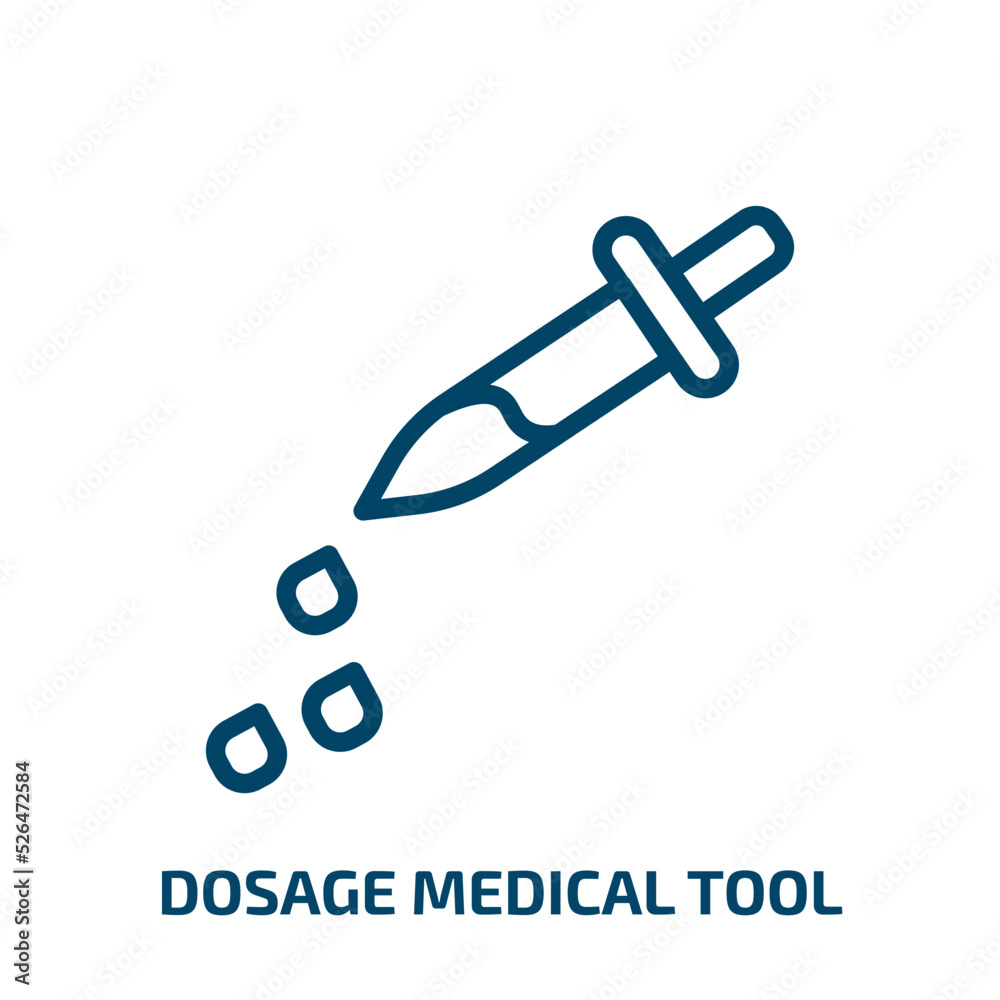 dosage medical tool icon from medical collection. Thin linear dosage medical tool, dosage, equipment outline icon isolated on white background. Line vector dosage medical tool sign, symbol for web and dosage medical tool icon from medical collection. Thin linear dosage medical tool, dosage, equipment outline icon isolated on white background. Line vector dosage medical tool sign, symbol for web and