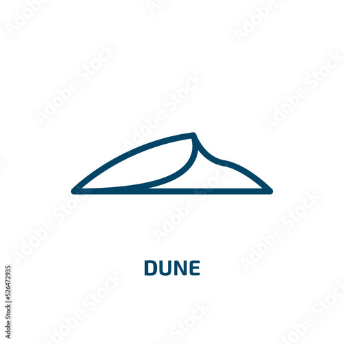 dune icon from nature collection. Thin linear dune, desert, travel outline icon isolated on white background. Line vector dune sign, symbol for web and mobile