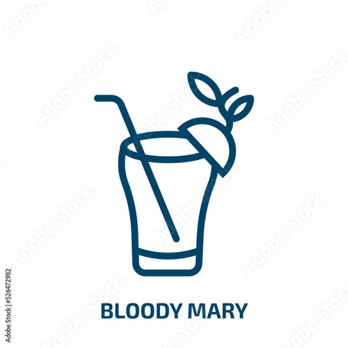 bloody mary icon from drinks collection. Thin linear bloody mary, drink, bar outline icon isolated on white background. Line vector bloody mary sign, symbol for web and mobile