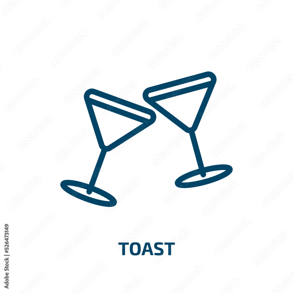 toast icon from drinks collection. Thin linear toast, bread, food outline icon isolated on white background. Line vector toast sign, symbol for web and mobile toast icon from drinks collection. Thin linear toast, bread, food outline icon isolated on white background. Line vector toast sign, symbol for web and mobile
