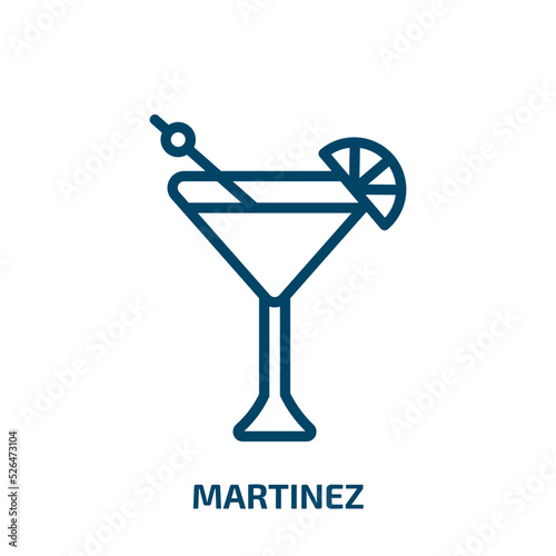 martinez icon from drinks collection. Thin linear martinez, cosmopolitan, martini outline icon isolated on white background. Line vector martinez sign, symbol for web and mobile