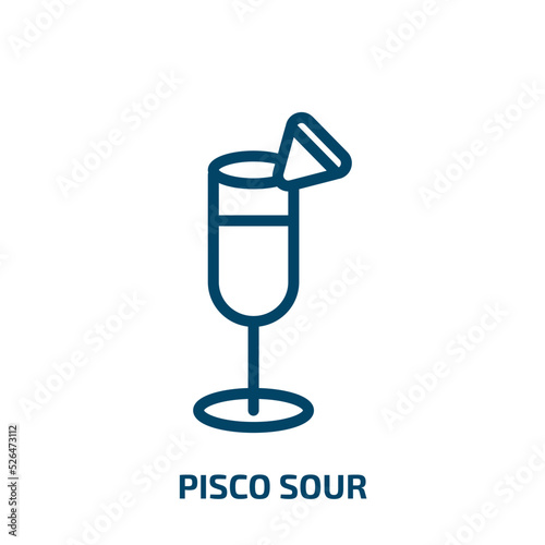 pisco sour icon from drinks collection. Thin linear pisco sour, sour, bar outline icon isolated on white background. Line vector pisco sour sign, symbol for web and mobile