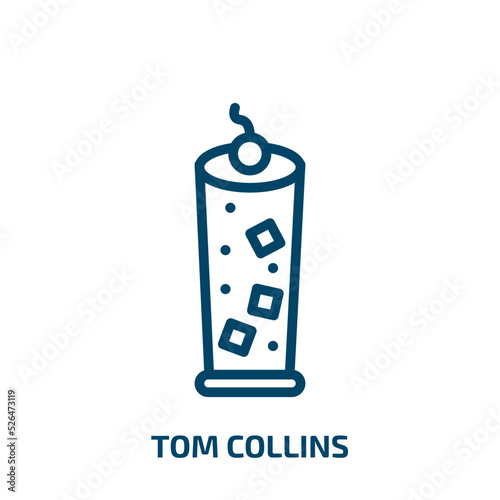 tom collins icon from drinks collection. Thin linear tom collins, bar, alcohol outline icon isolated on white background. Line vector tom collins sign, symbol for web and mobile