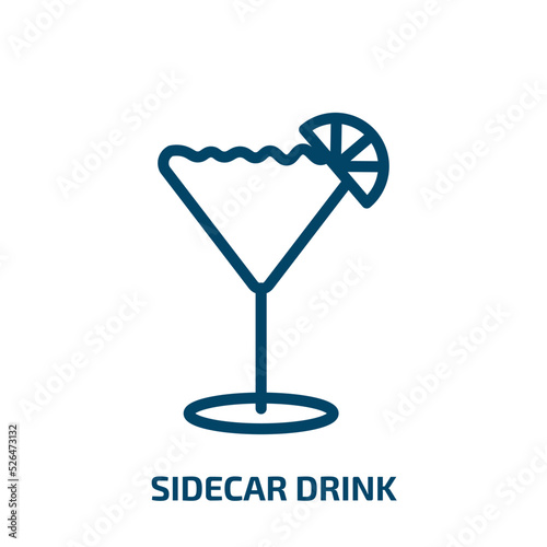 sidecar drink icon from drinks collection. Thin linear sidecar drink, bar, alcohol outline icon isolated on white background. Line vector sidecar drink sign, symbol for web and mobile