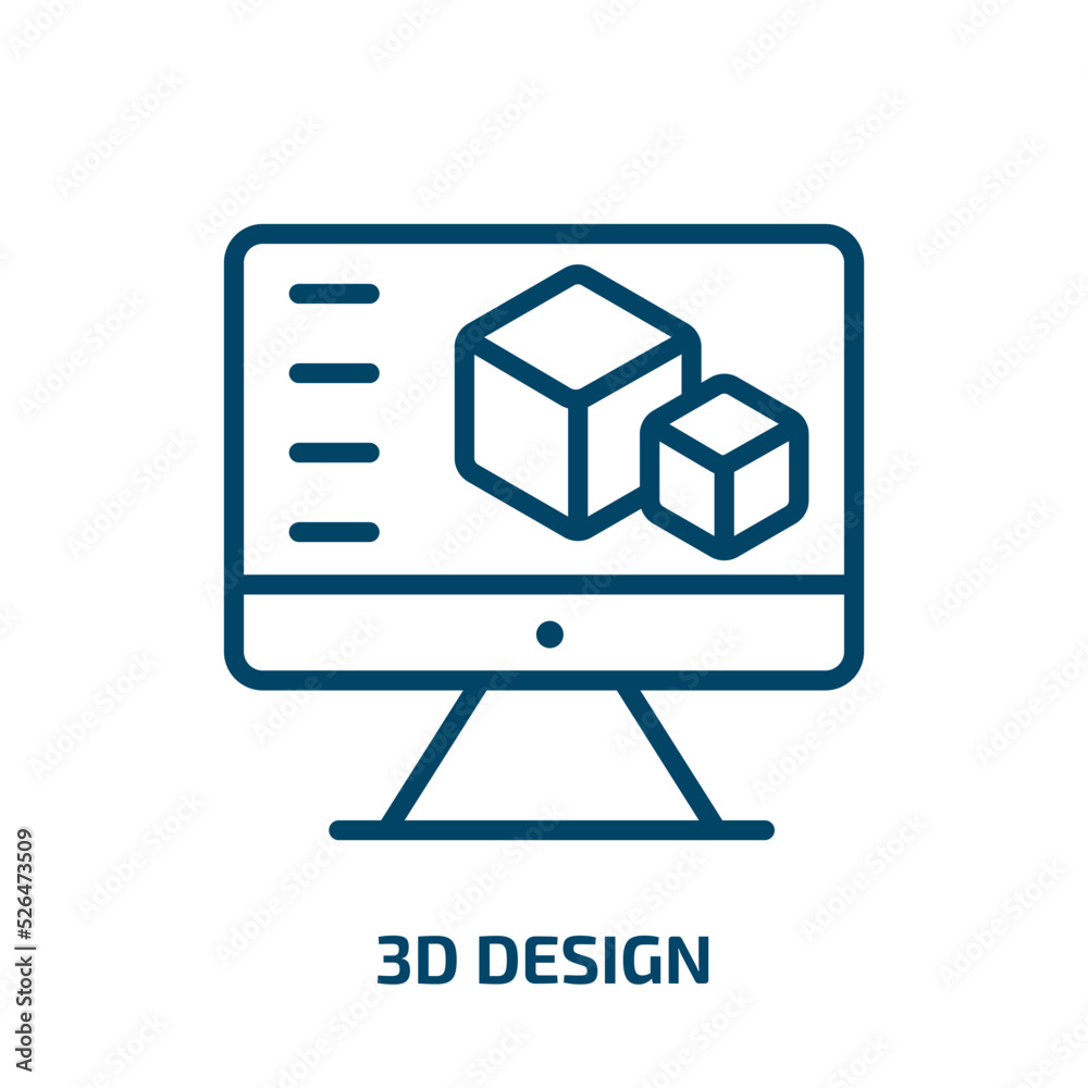 3d design icon from education collection. Thin linear 3d design, business, internet outline icon isolated on white background. Line vector 3d design sign, symbol for web and mobile 3d design icon from education collection. Thin linear 3d design, business, internet outline icon isolated on white background. Line vector 3d design sign, symbol for web and mobile