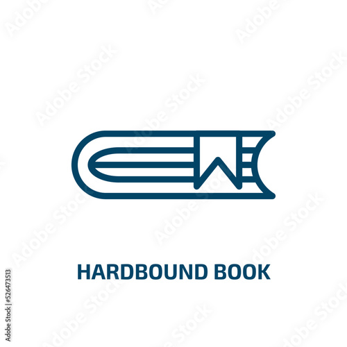hardbound book icon from education collection. Thin linear hardbound book, bibliophile, edition outline icon isolated on white background. Line vector hardbound book sign, symbol for web and mobile