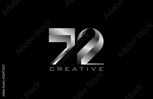 Number 72 Logo. number 72 with silver colour, usable for anniversary and business logos, vector illustration