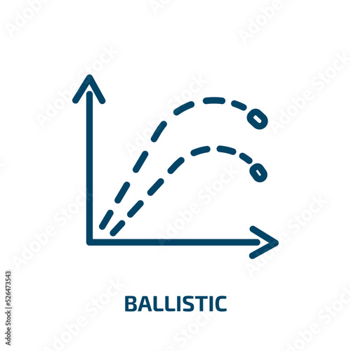 ballistic icon from education collection. Thin linear ballistic, rocket, bomb outline icon isolated on white background. Line vector ballistic sign, symbol for web and mobile