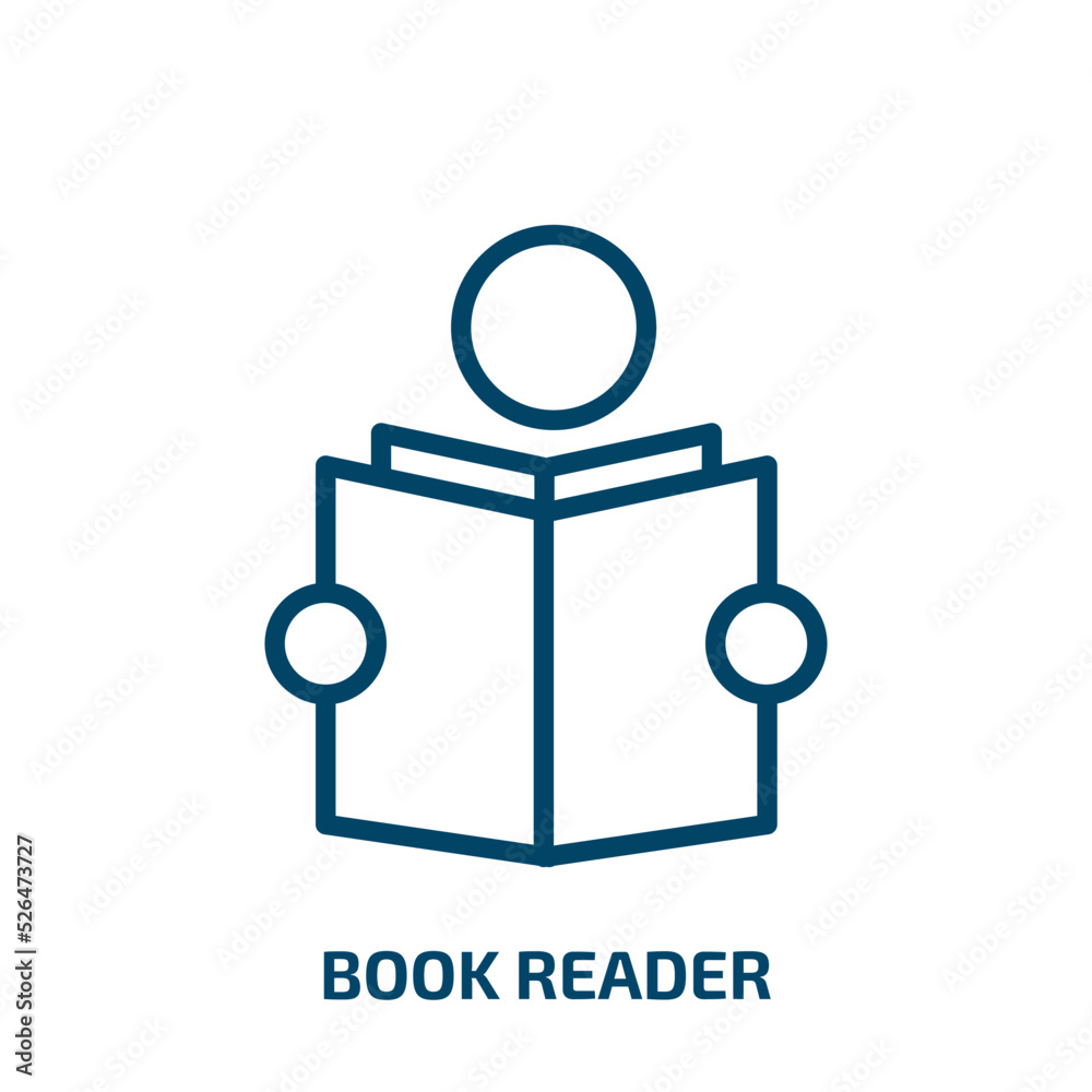 book reader icon from electronic devices collection. Thin linear book reader, book, reader outline icon isolated on white background. Line vector book reader sign, symbol for web and mobile