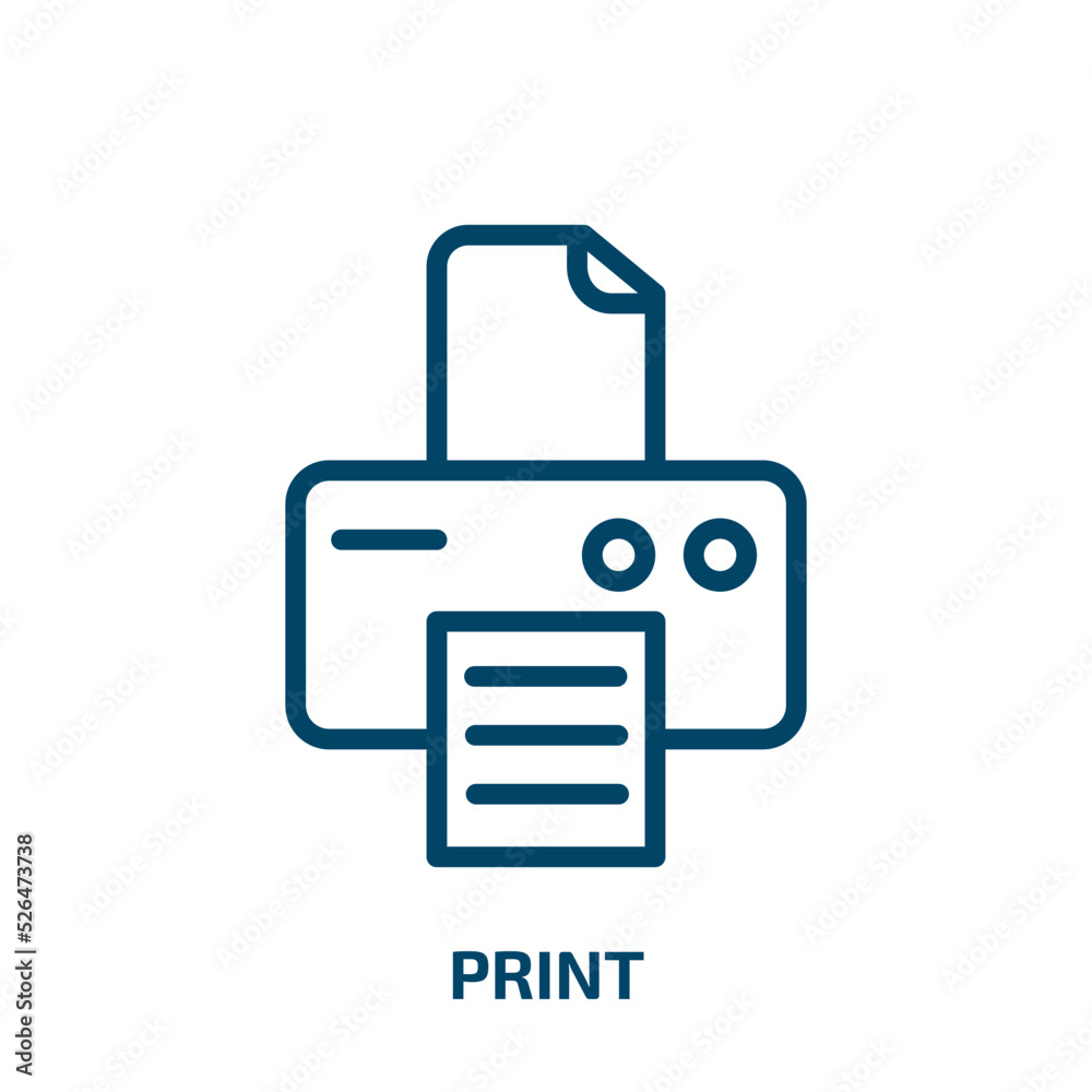 print icon from electrian connections collection. Thin linear print, collection, paper outline icon isolated on white background. Line vector print sign, symbol for web and mobile print icon from electrian connections collection. Thin linear print, collection, paper outline icon isolated on white background. Line vector print sign, symbol for web and mobile