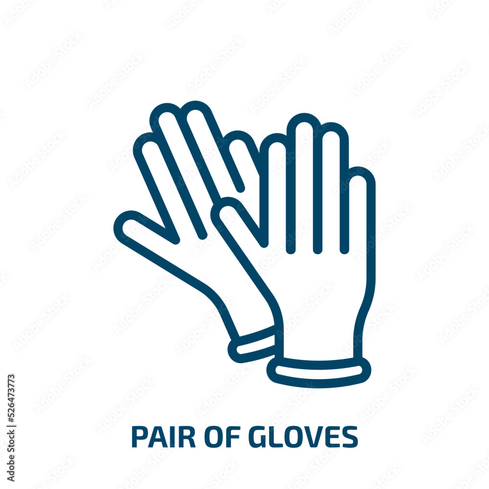 pair of gloves icon from fashion collection. Thin linear pair of gloves, glove, hand outline icon isolated on white background. Line vector pair of gloves sign, symbol for web and mobile pair of gloves icon from fashion collection. Thin linear pair of gloves, glove, hand outline icon isolated on white background. Line vector pair of gloves sign, symbol for web and mobile