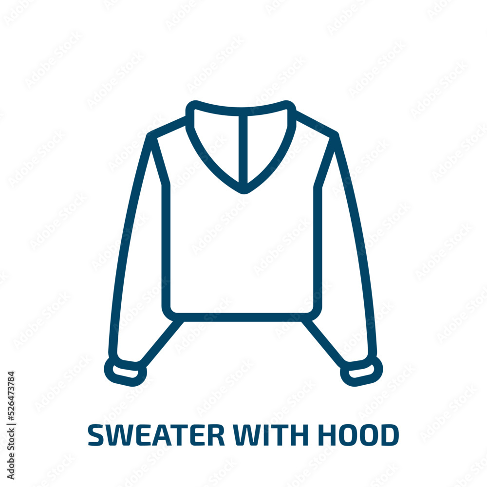 sweater with hood icon from fashion collection. Thin linear sweater with hood, hood, clothing outline icon isolated on white background. Line vector sweater with hood sign, symbol for web and mobile