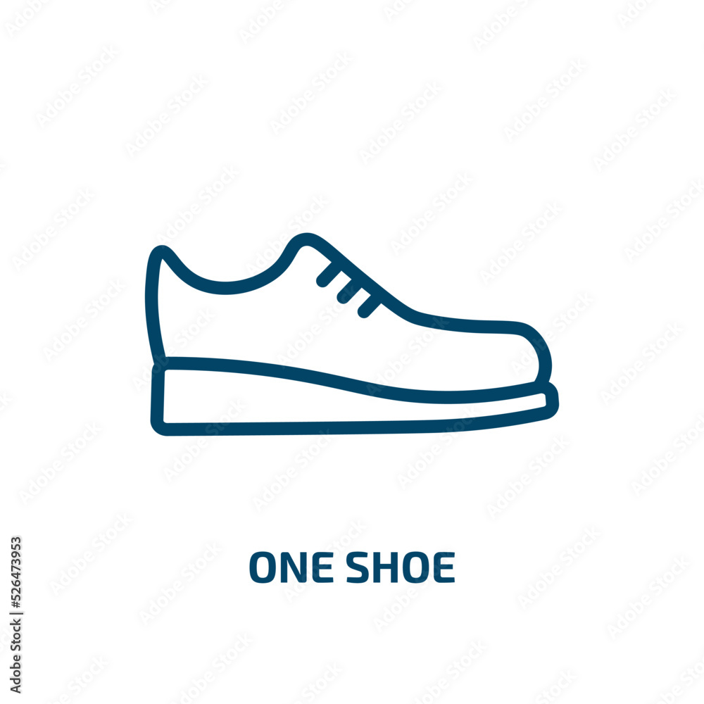 one shoe icon from fashion collection. Thin linear one shoe, shoe, footwear outline icon isolated on white background. Line vector one shoe sign, symbol for web and mobile one shoe icon from fashion collection. Thin linear one shoe, shoe, footwear outline icon isolated on white background. Line vector one shoe sign, symbol for web and mobile