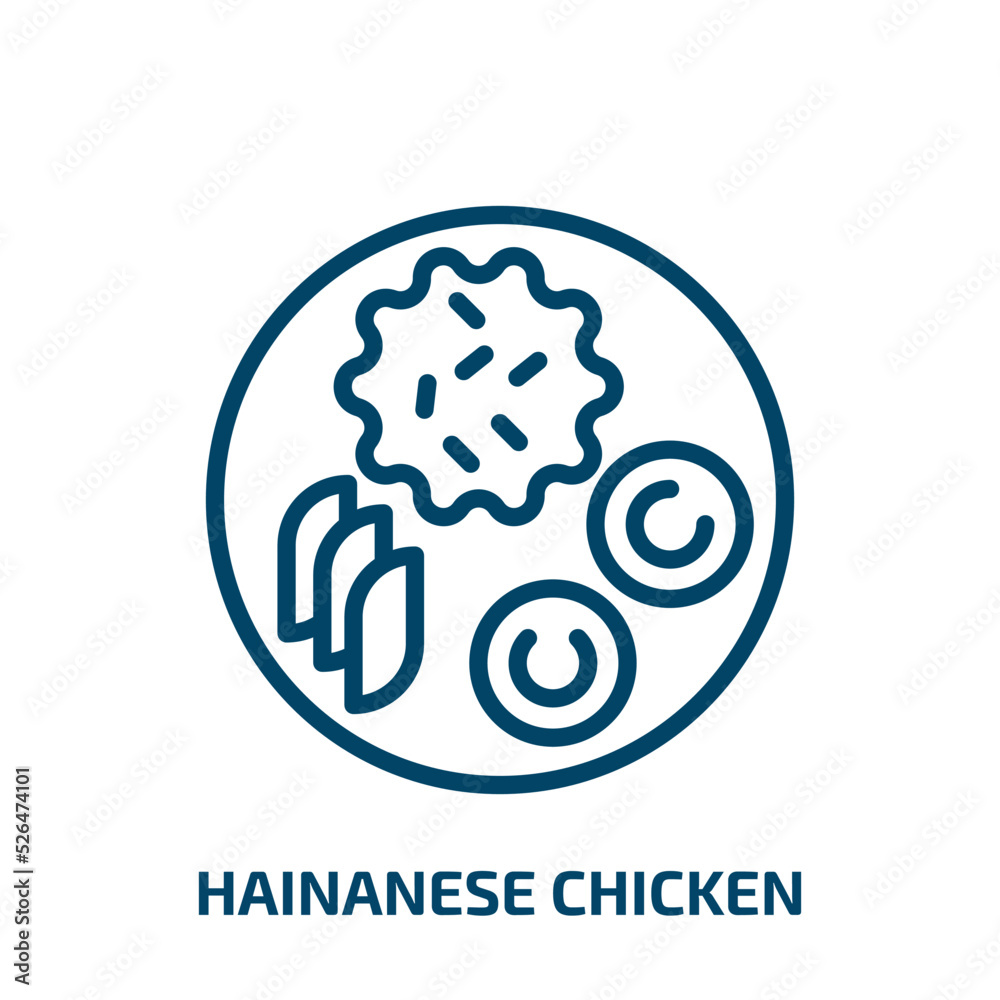 hainanese chicken icon from food collection. Thin linear hainanese chicken, chicken, restaurant outline icon isolated on white background. Line vector hainanese chicken sign, symbol for web and mobile hainanese chicken icon from food collection. Thin linear hainanese chicken, chicken, restaurant outline icon isolated on white background. Line vector hainanese chicken sign, symbol for web and mobile