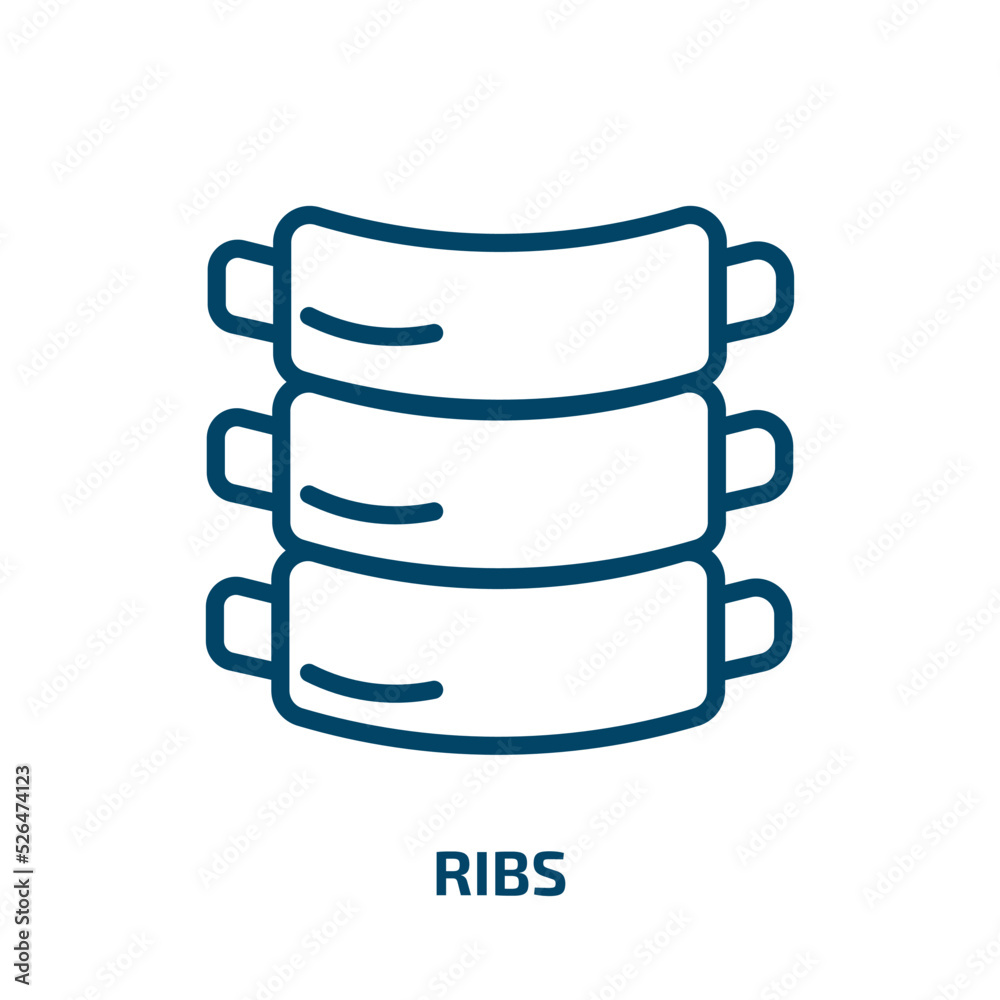 ribs icon from food collection. Thin linear ribs, cooking, restaurant outline icon isolated on white background. Line vector ribs sign, symbol for web and mobile