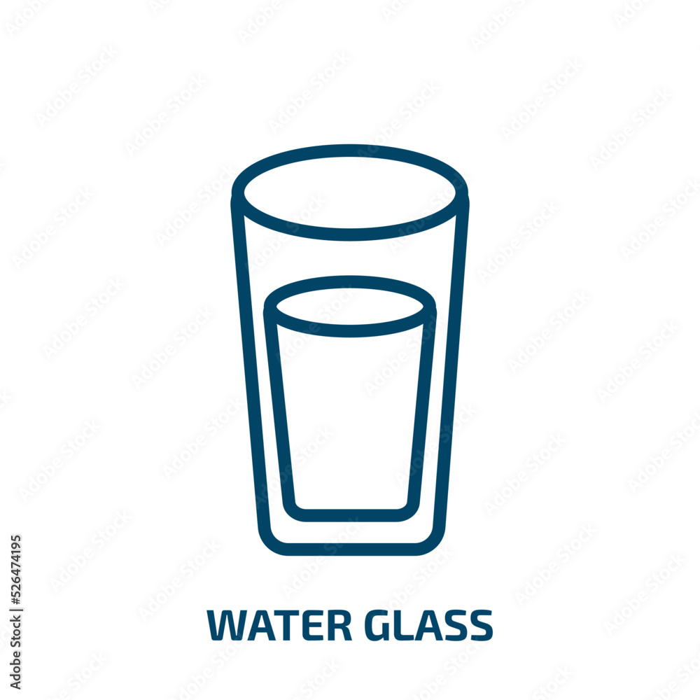 water glass icon from food collection. Thin linear water glass, glass, water outline icon isolated on white background. Line vector water glass sign, symbol for web and mobile