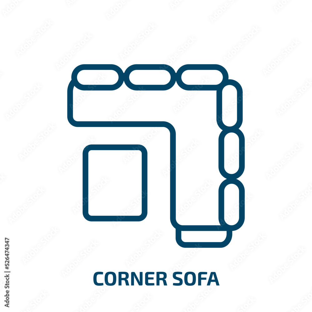 corner sofa icon from furniture & household collection. Thin linear corner sofa, corner, sofa outline icon isolated on white background. Line vector corner sofa sign, symbol for web and mobile corner sofa icon from furniture & household collection. Thin linear corner sofa, corner, sofa outline icon isolated on white background. Line vector corner sofa sign, symbol for web and mobile