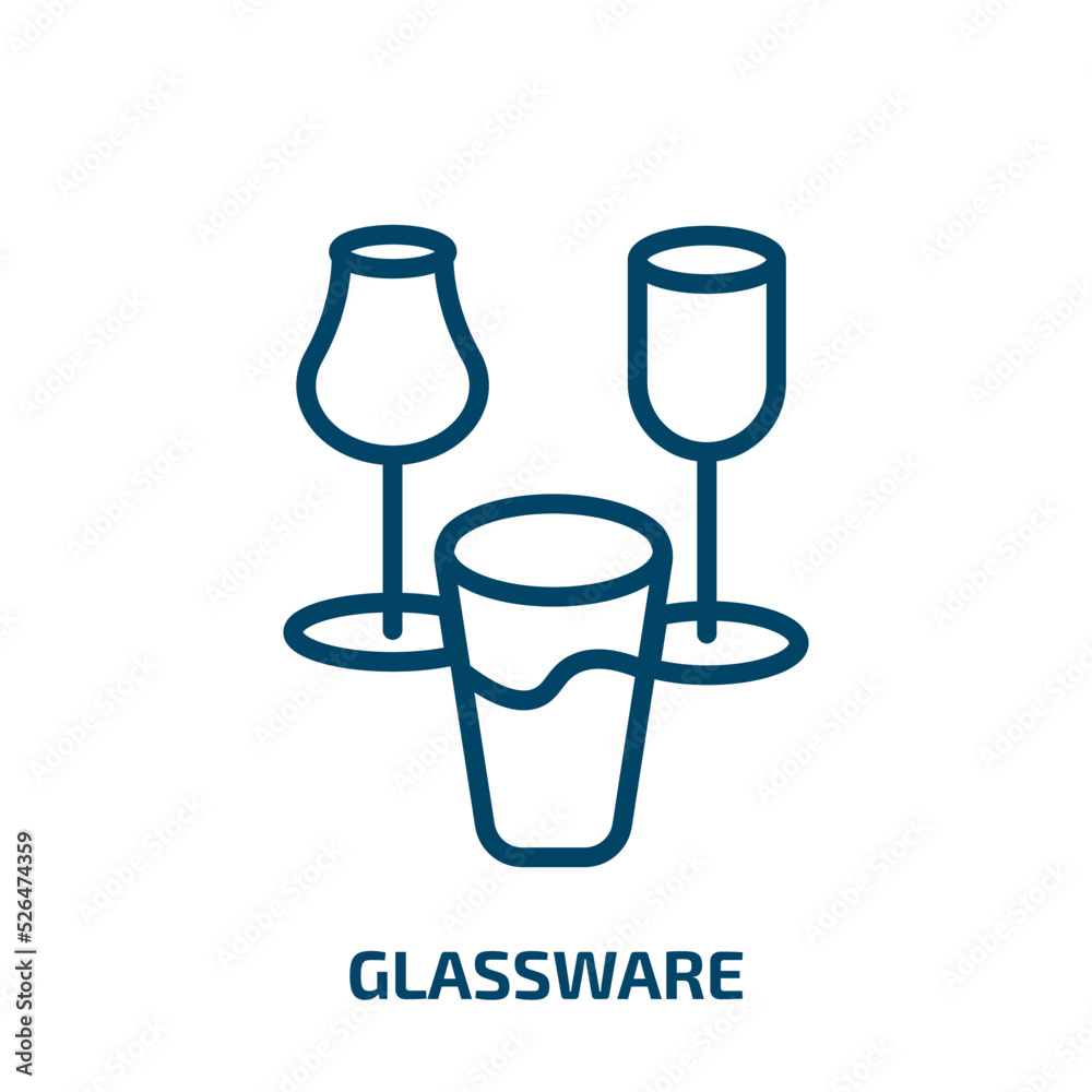 glassware icon from furniture & household collection. Thin linear glassware, equipment, education outline icon isolated on white background. Line vector glassware sign, symbol for web and mobile glassware icon from furniture & household collection. Thin linear glassware, equipment, education outline icon isolated on white background. Line vector glassware sign, symbol for web and mobile
