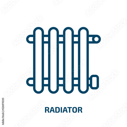 radiator icon from furniture   household collection. Thin linear radiator  radiation  energy outline icon isolated on white background. Line vector radiator sign  symbol for web and mobile