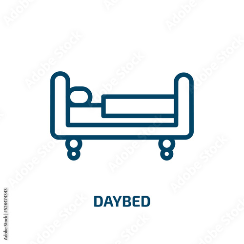 daybed icon from furniture & household collection. Thin linear daybed, bed, sun outline icon isolated on white background. Line vector daybed sign, symbol for web and mobile