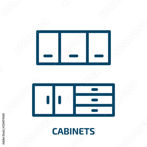 cabinets icon from furniture & household collection. Thin linear cabinets, office, folder outline icon isolated on white background. Line vector cabinets sign, symbol for web and mobile