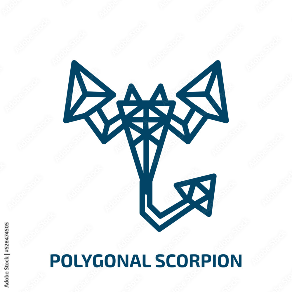 Fototapeta premium polygonal scorpion icon from geometry collection. Thin linear polygonal scorpion, scorpio, horoscope outline icon isolated on white background. Line vector polygonal scorpion sign, symbol for web and