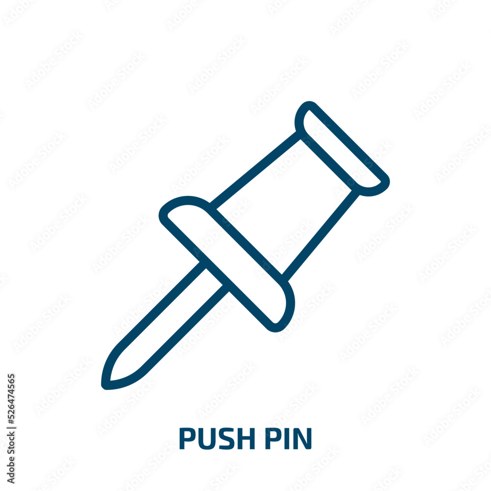 push pin icon from geometry collection. Thin linear push pin, pushpin, push outline icon isolated on white background. Line vector push pin sign, symbol for web and mobile push pin icon from geometry collection. Thin linear push pin, pushpin, push outline icon isolated on white background. Line vector push pin sign, symbol for web and mobile